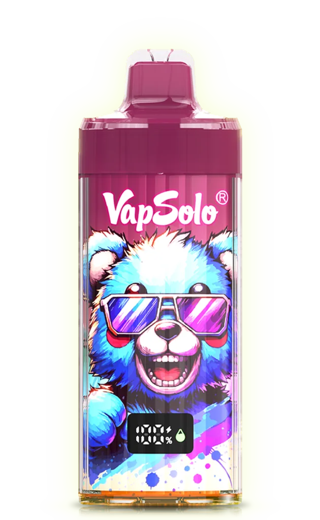 Jednorazówka VapSolo King Pro 65K z misiem na obudowie na czarnym podium